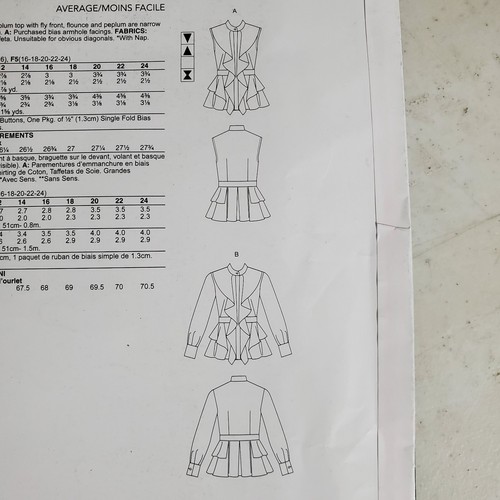 Vogue V1728 Top Close Fitting Layered Peplum Front Flounce Misses 8 - 16 UNCUT - Picture 5 of 6