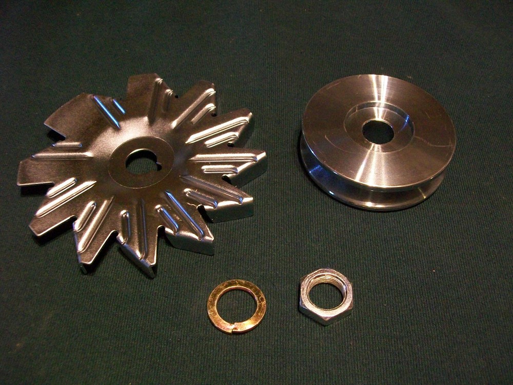 Delco Alternator Silver Deep Groove V Belt Pulley Fan Set Kit For GM Alternators