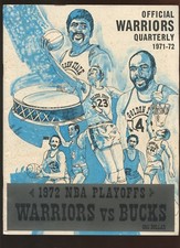 1972 NBA Basketball Playoff Program Milwaukee Bucks at Golden St. Warriors EXMT