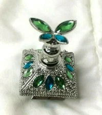 BUTTERFLY STOPPER METALLIC PERFUME BOTTLE 2 1/2" TALL