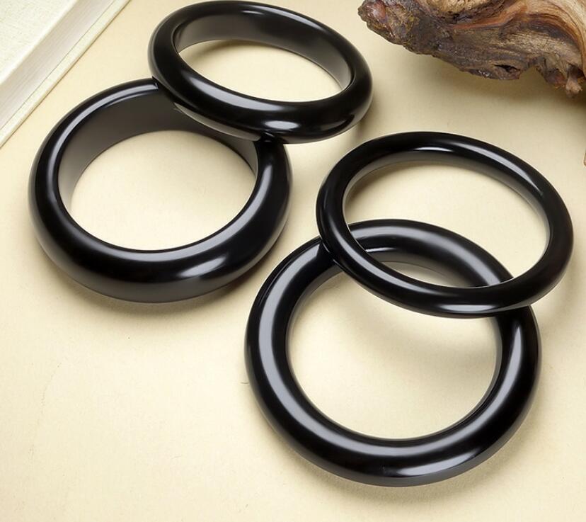 Certified Natural Black Hetian Nephrite Jade Bangle Bracelet with Free Gift Box