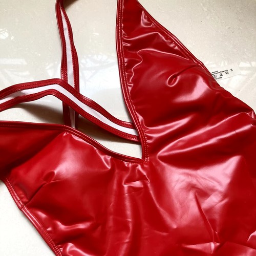 Womens Sexy PU Thong One Piece Swimsuit Swimwear Cut Out Monokini Bathing Suits - Picture 9 of 24