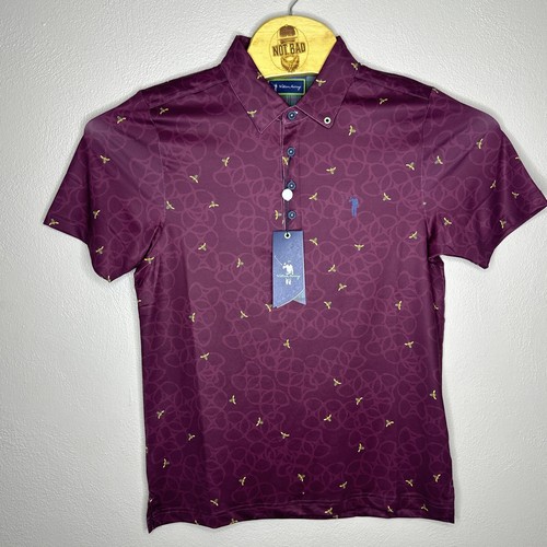 Camisa Polo Clásica de Golf William Murray Para Hombres Pequeña Borgoña Cerveza Abejas Nueva con Etiquetas - Imagen 2 de 6