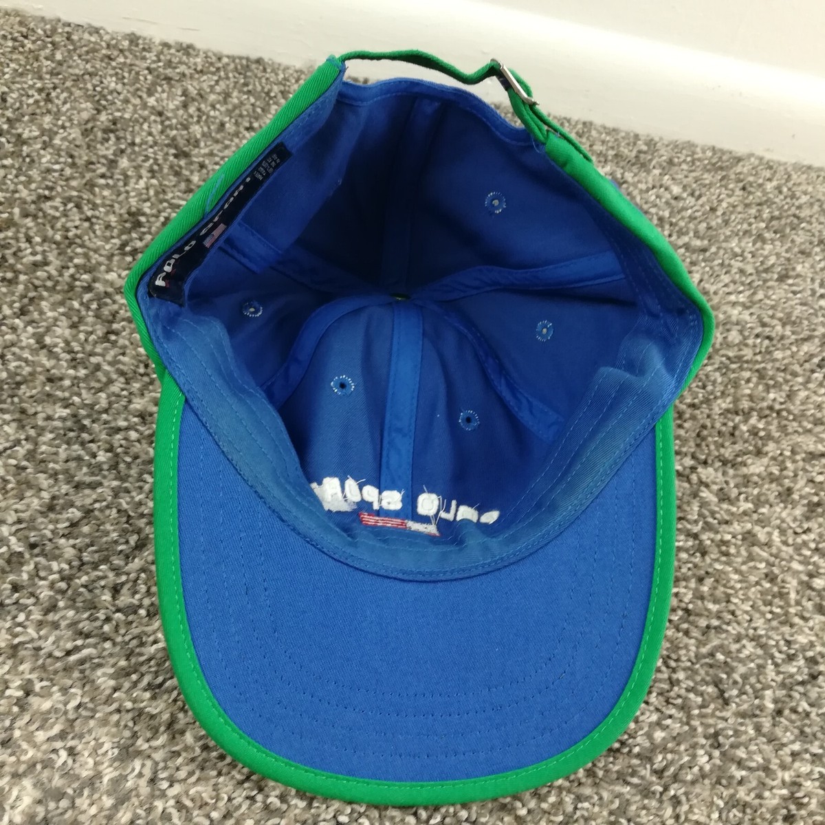 Vintage 90s Polo Sport Ralph Lauren Hat Cap Strapback USA Flag