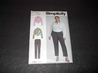 Simplicity Pattern 9855 Women's Chic LS Blouse and Pants Two Styles 20W ~ 28W UC