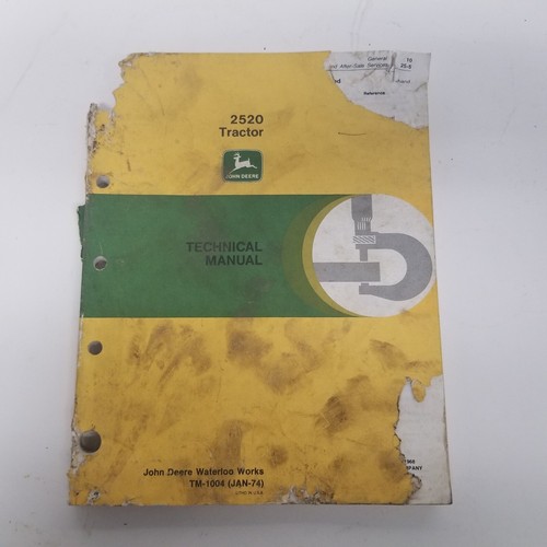 Genuine John Deere 2520 Tractor Technical Manual TM-1004, Damaged Cover - Picture 1 of 9