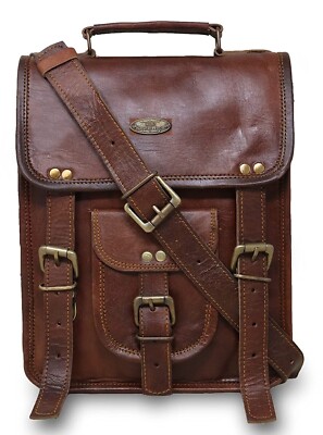 Women's Brown Vintage Handmade Shoulder Goat Messenger Laptop Satchel Bag