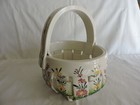 Italian Ancora Ceramic Pottery Woven Design Basket with Painted Floral Motif — photo 4