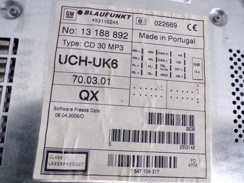 Radio Autoradio CD 30 MPS 13188892 Opel Meriva A Corsa C BLAUPUNKT (483A14) - Bild 7 von 9