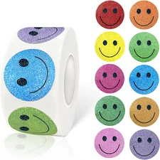 1 Inch Shiny Happy Face Stickers Circle Dots Labels Reward Stickers Teachers Sti