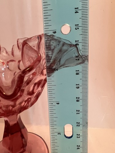 Vntg Fenton Glass Cranberry Ruffled Edge Thumbprint Candy Dish Compote Pink 6” - Picture 5 of 6