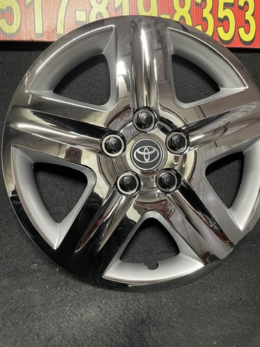 2007-2018 Toyota Camry 16" 5 Spoke Set Of 4 Chrome Hubcaps Aftermarket Black - Picture 2 of 4