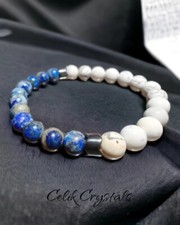 Lapis Lazuli  Howlite Bracelet Handmade Natural Stones Men  Women