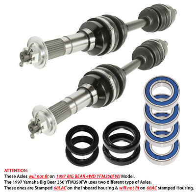 Qiilu CV Axle for 1989-1997 Yamaha BIG BEAR 350 YFM350FW 4WD Front Left//Right 2Pcs Complete Shaft Assemblies