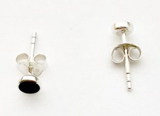 925 Sterling Silver Black Onyx Small to Big Button Ball Stud Earrings
