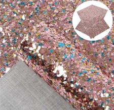 Pink mix Hexagonal Chunky Glitter FAUX LEATHER ROLL 12" x 55" 1093873