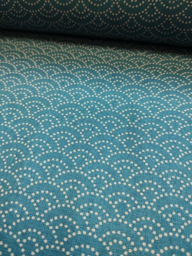 Traditional Japanese Kimono Slub Cotton Fabric with Wave Pattern Sevenberry - Picture 28 of 58