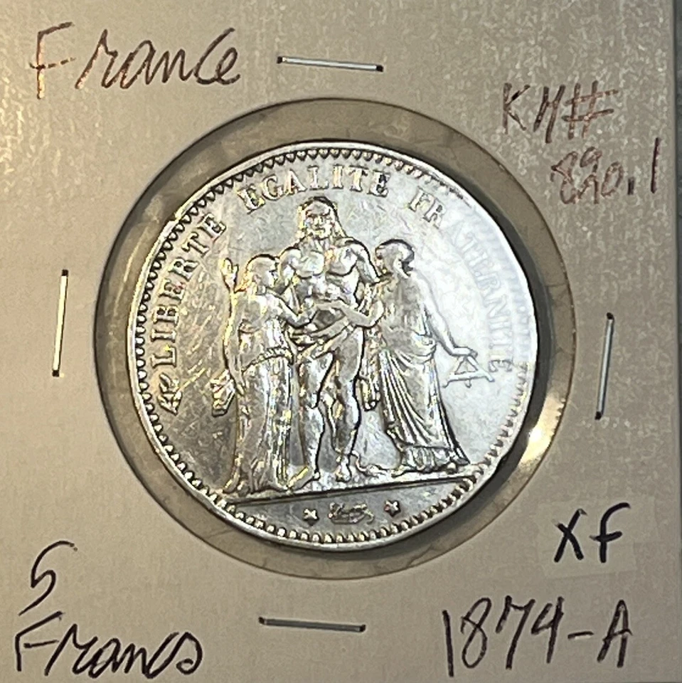 France 1874 A Silver Five 5 Francs Extra Fine XF Condition Coin The 3rd Republic - Image 3 of 4
