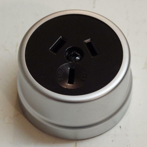 Satin chrome classic electric  heritage power socket brown face 56 SAT B - Imagen 1 de 5