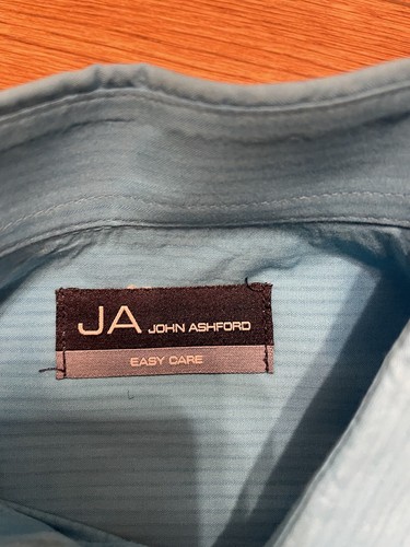 Mens John Ashford Button Up Pocket Shirt Blue Striped Short Sleeve Bangladesh - Picture 3 of 10