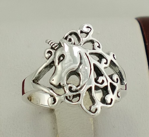 ANILLO UNICORNIO CAPRICHOSO DE PLATA ESTERLINA .925 DETALLADO talla 10 estilo # r2026