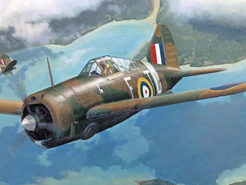 Original Aviation painting- Brewster Buffalo RAAF original oil painting, canvas - Picture 2 of 3