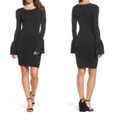 Bardot Arabella Bodycon Flounce Sleeve Black Dress US 4 Party Date Night Career