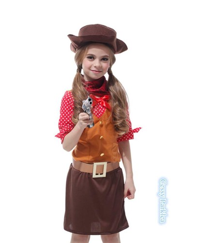 U-D4 Cowgirl Sweetie Kids Girls Western Wild West Cowboy Costume + Hat - Bild 2 von 7