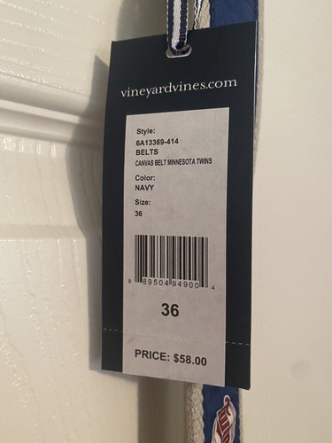 Minnesota Twins Vineyard Vines MLB Canvas Belt - Navy Size 38 - Picture 4 of 4