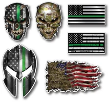 6x Thin Green Line Camouflage American Flag Decal Sticker Skull Car Truck Laptop