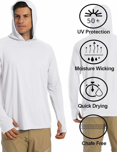 UPF50+ Camicie UV da uomo protezione solare outdoor pesca maniche lunghe casual T - Foto 17 di 159