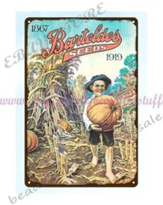 1867 Barteldes Seeds boy pumpkin metal tin sign interior decoration ideas