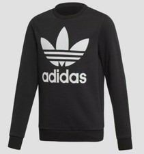 Adidas Originals youth Trefoil crew neck sweatshirt Black size s NWT MSRP 45