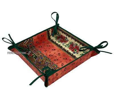 Marat Avignon French Provencal Bread Basket Flowers Rust Made In France