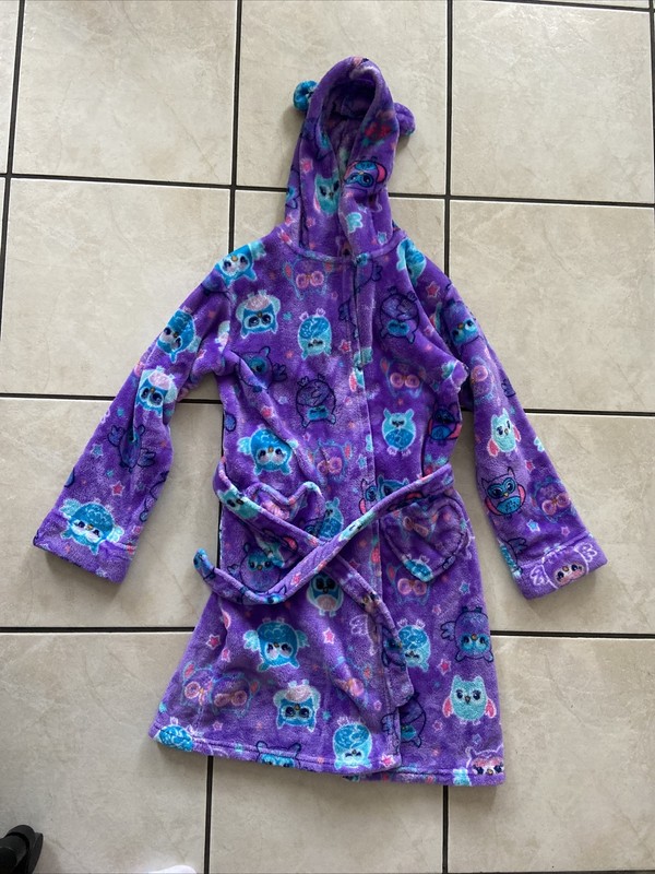Girl's Cuddl Duds Robe Owls Purple Size L (10-12) *pre-owned*