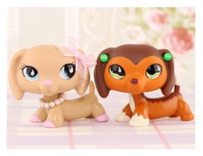 2lot lps Orange Dachshund 675 909 Dog Kids Cute Gift lps Collect Figure Toys