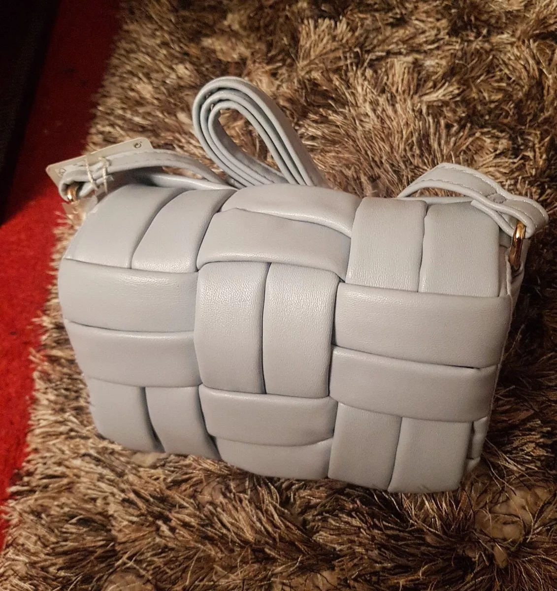 Primark Ladies Quilted Woven Faux Leather Small Blue CrossBody Bag