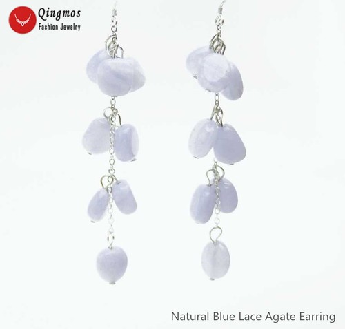 8-10mm Natural Blue Apatite Earring for Women Jewelry Stone Dangle Earring 3.5'' - Picture 8 of 20