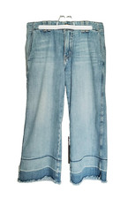 Current/Elliott Wide Leg Jeans Raw Hem Cropped Medium Wash Size 27 Excellent