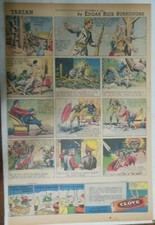 Tarzán Domingo Página #444 Burne Hogarth del 9/10/1939 Muy Raro Tamaño Página Completa