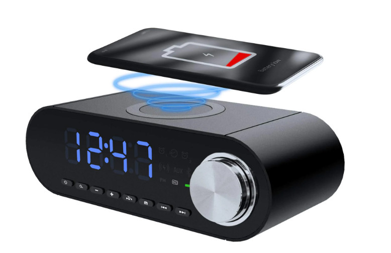 Alarm Clock Radio Wireless Charging & USB Port Bluetooth Speaker LED Display
