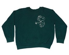 Vintage 90s Peanuts Schulz Sweatshirt Hoodie Medium 50/50 FOTL Teal