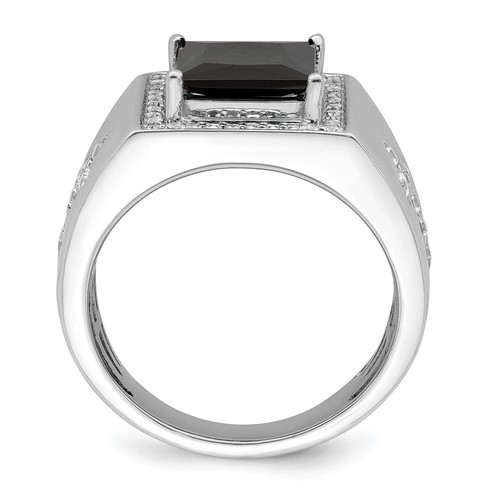 2.37 Ct Lab Grown Diamond and Onyx Side Crosses Ring Size 10 14K White Gold - Picture 2 of 7