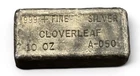 Extremely RARE Cloverleaf 1 X 10 Oz Poured Vintage Silver Bar 999