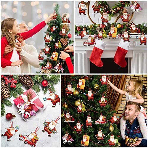 36 Pcs Christmas Tree Ornament Santa Claus Hanging Ornaments Wooden Funny - Picture 5 of 8