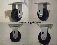 4" x 2" Rigid Caster 7/8"  V-Groove Iron Steel Wheel 600lbs each (4) 