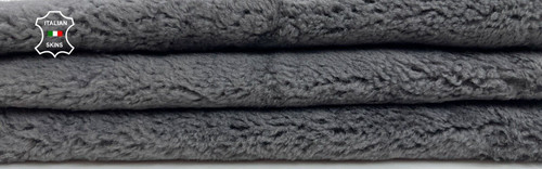 Grey Short Hair On sheepskin Shearling Lamb hides skin Leather fur 14"x23" C1131