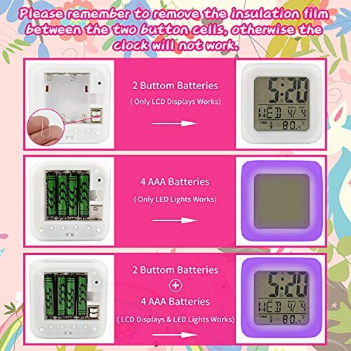 Kids Alarm Clocks, Unicorn Night Light Kids Alarm Clocks with 4 Sided Unicorn... - Picture 4 of 7