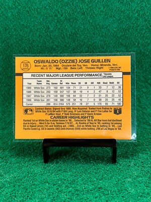 RARE MISPRINT 89 Donruss Ozzie Guillen White Sox 176 No . Error