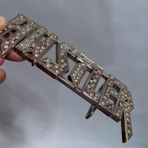 Hustler Belt Buckle Used Silver Bejeweled Men’s - Picture 2 of 4